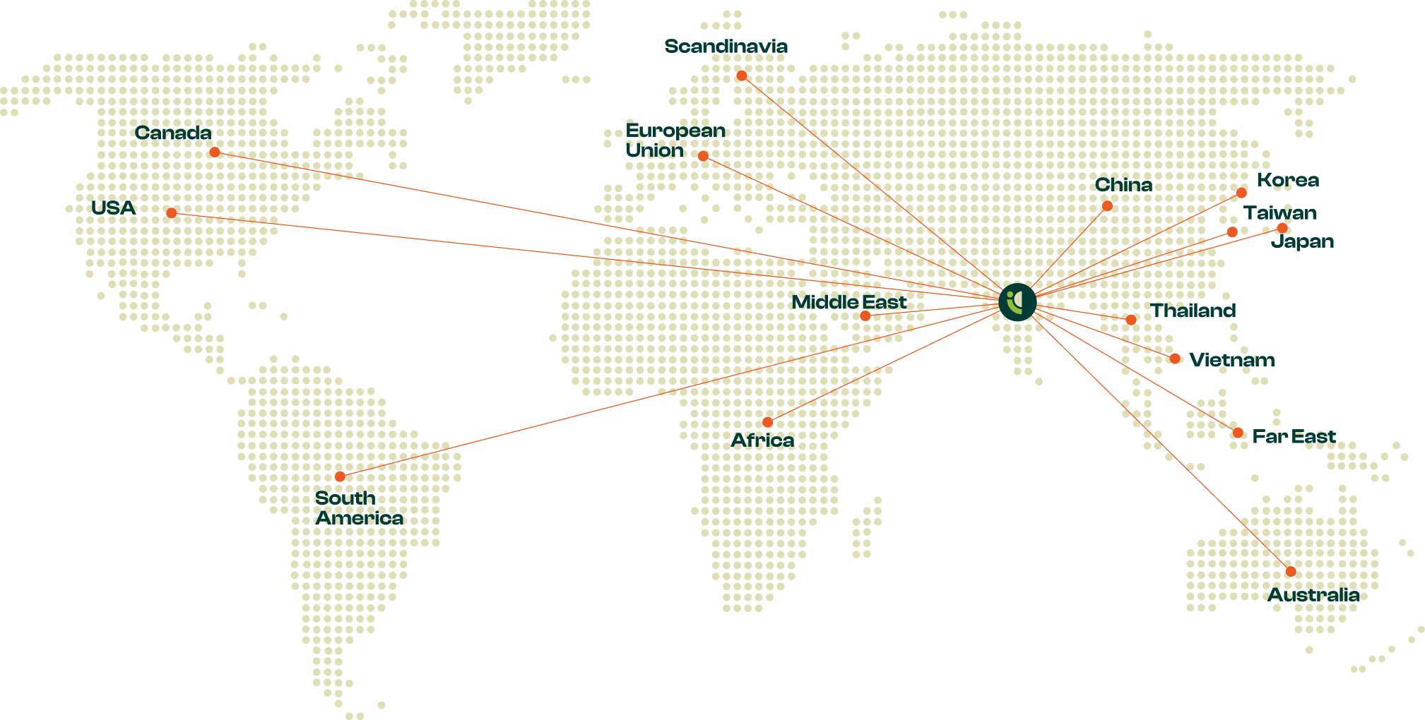 World Map with location pointers showing company operations